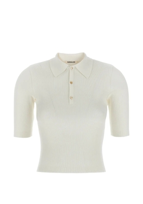 Auralee ribbed-knit polo shirt - Neutrals