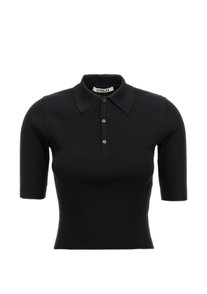 Auralee ribbed-knit polo shirt - Black