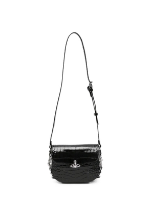Vivienne Westwood Hunter Flap croc-embossed mini crossbody bag - Black