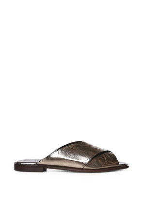 Giuliano Galiano crinkled-effect crossover-strap sandals - Yellow