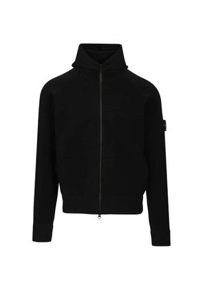 Stone Island logo-patch zip-up hoodie - Black