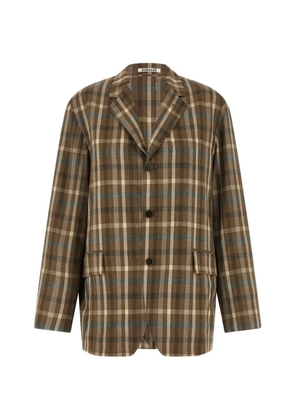 Auralee check-pattern wool blazer - Brown