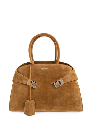 Ferragamo Hug calf suede tote bag - Brown