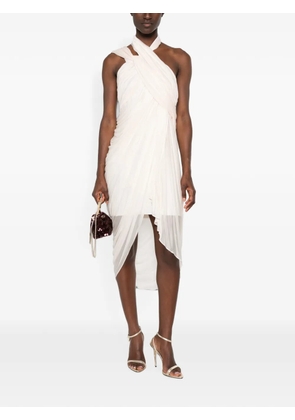 Balmain draped asymmetric-hem mini dress - Neutrals