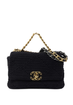 CHANEL Pre-Owned medium Chanel 19 chain-strap cotton shoulder bag - Black