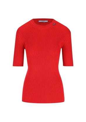 Prada ribbed-knit short-sleeve sweater - Red