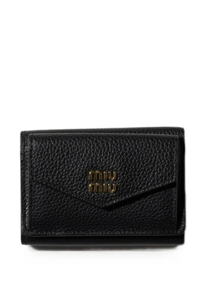 Miu Miu small logo-plaque leather wallet - Black