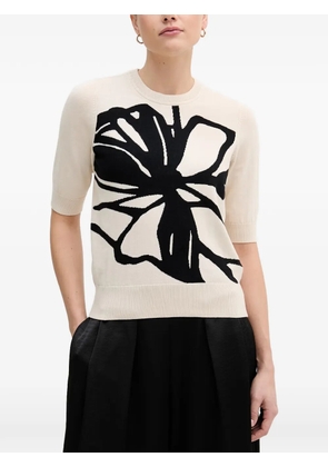 DKNY floral-intarsia short-sleeve top - Neutrals