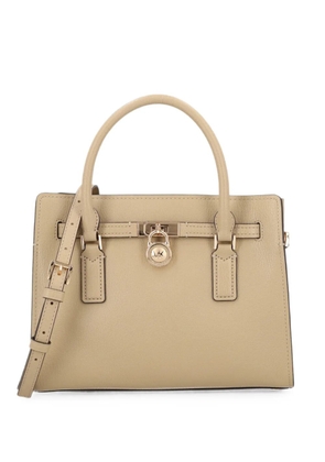 Michael Michael Kors Hamilton logo-padlock pebbled-leather tote bag - Neutrals
