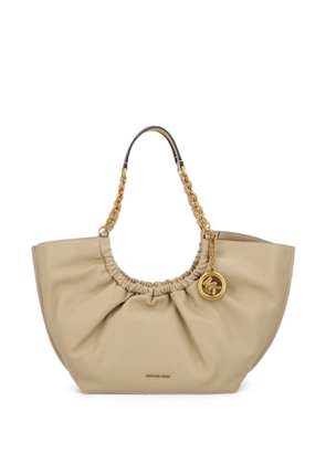 Michael Michael Kors large Indie logo-charm ruched-detailing tote bag - Neutrals