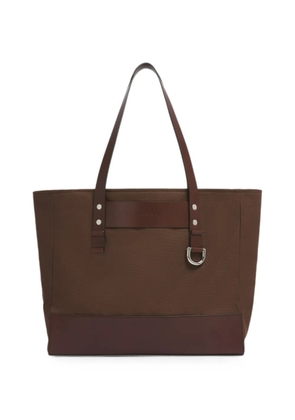 Marni leather-trim canvas tote bag - Brown