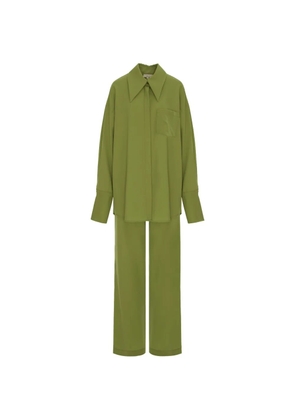 CuAnna pointed-collar wide-leg suit - Green