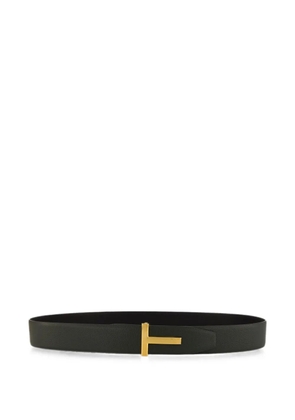 TOM FORD T-buckle grained-leather belt - Green