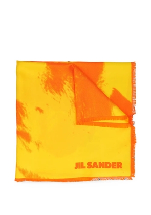 Jil Sander Pre-Owned logo-print fringed scarf - Yellow
