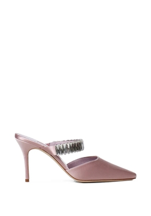 Manolo Blahnik crystal-embellished pointed-toe sandals - Pink