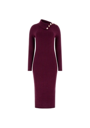 GUESS USA asymmetric-collar midi dress - Red