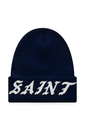 SAINT MXXXXXX logo-patch knit beanie hat - Blue