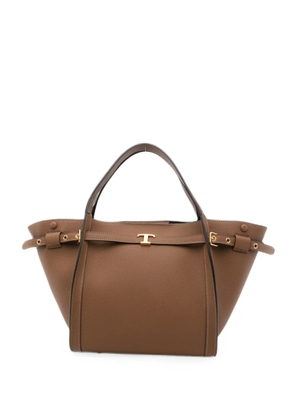 Tod's small T Signature leather tote bag - Brown