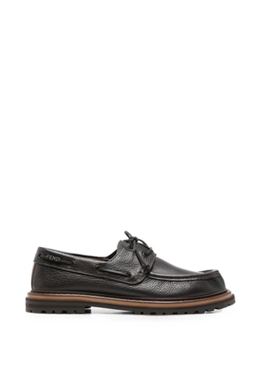 FENDI lace-up leather boat shoes - Brown