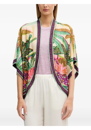 Lola Casademunt sequin-embellished tropical-print kimono - Neutrals
