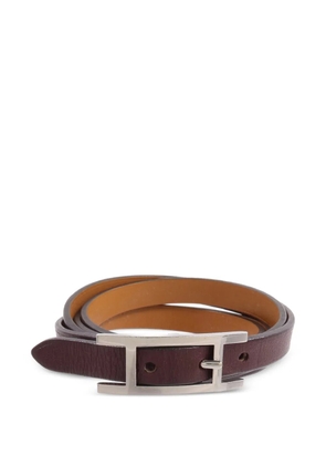 Hermès Pre-Owned 2018 Behapi Double Tour leather bracelet - Brown