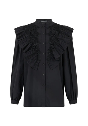Alberta Ferretti ruffled lace-panel shirt - Black