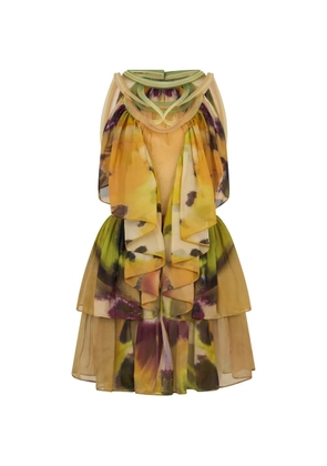 Alberta Ferretti floral-print ruffled mini dress - Yellow