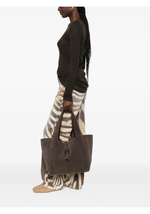 Hogan Trend logo-plaque suede tote bag - Brown