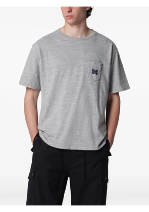 Needles butterfly-embroidered pocket T-shirt - Grey