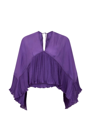 Alberta Ferretti pleated-trim wide-sleeves blouse - Purple