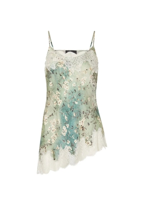LIU JO printed satin top with lace - Green
