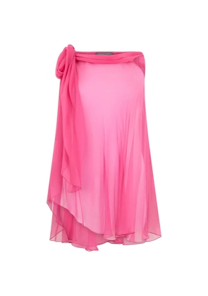 Alberta Ferretti knot-detail silk midi skirt - Pink