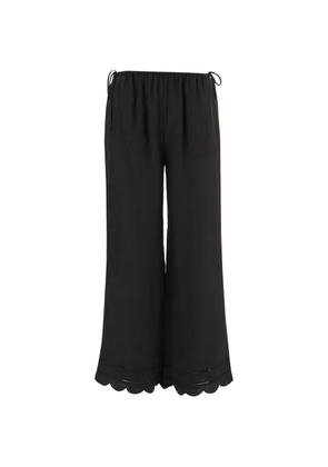 The Garment scalloped-hem silk trousers - Black