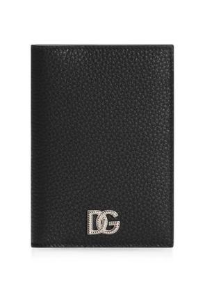 Dolce & Gabbana passport holder in calfskin with logo - Black