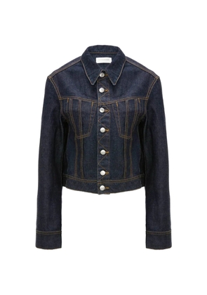 Victoria Beckham contrast-stitch cropped denim jacket - Blue
