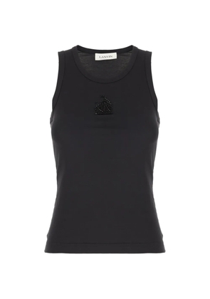 Lanvin bead-embellished cotton top - Black