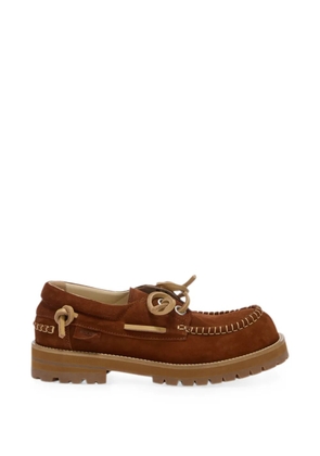 Moschino whipstitch lug-sole boat shoes - Brown