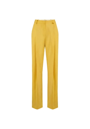 Elisabetta Franchi logo-charm pleated trousers - Yellow