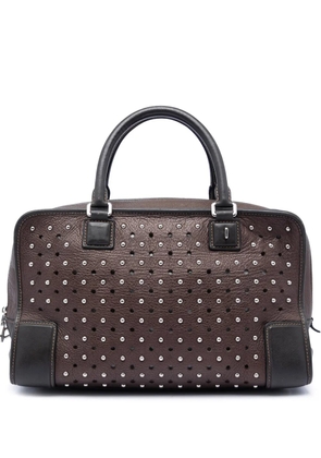 Loewe Pre-Owned 2009 Bicolor Leather Studded Perforated Amazona 36 handbag - Brown