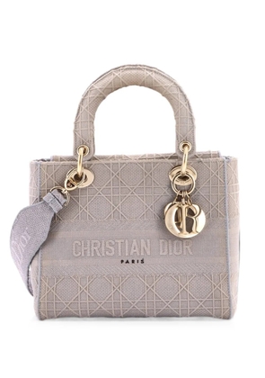 Christian Dior Pre-Owned Lady D-Lite Bag Cannage Embroidered Canvas Medium satchel - Grey