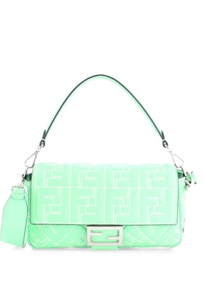 Fendi Pre-Owned Baguette NM Bag Zucca Stitched Embossed Leather Medium crossbody bag - Green