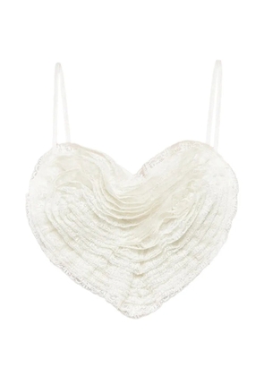 DSQUARED2 lace-trimmed ruffled top - White