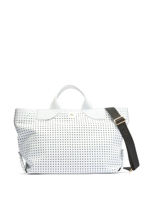 Nº21 panelled perforated tote bag - White