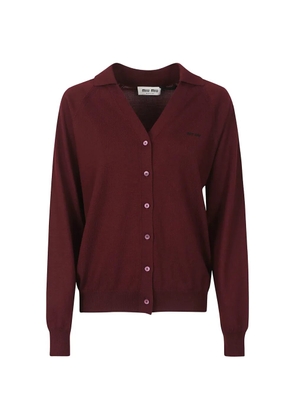 Miu Miu logo-embroidered V-neck sweater