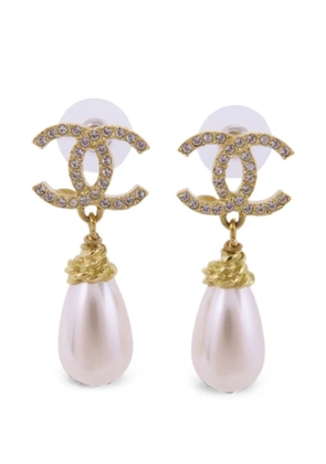 CHANEL Pre-Owned CC strass drop earrings - Gold