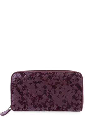 Bottega Veneta Pre-Owned Intrecciato zip-around wallet - Purple
