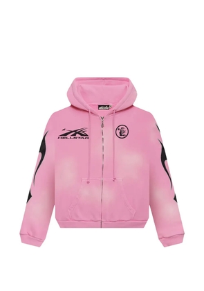 HELLSTAR flame-print zip-up hoodie - Pink