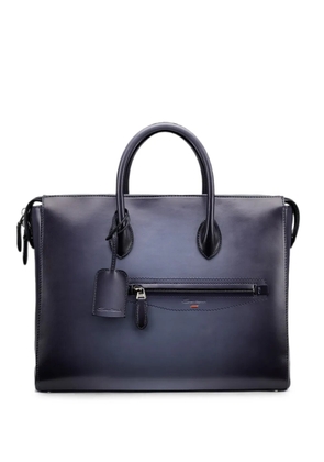 Santoni logo-plaque zip-fastening laptop bag - Blue