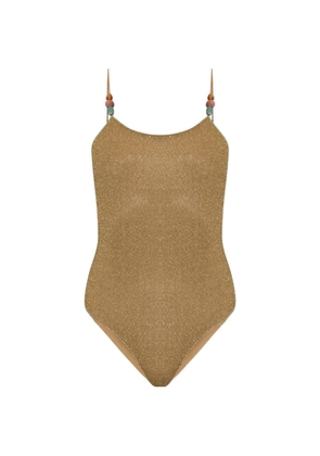 Oséree bead-embellished metallic swimsuit - Gold