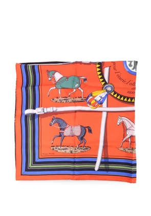 Hermès Pre-Owned horse-print silk scarf - Black